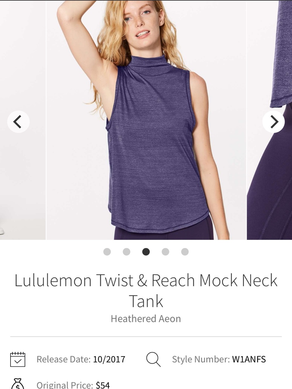 lululemon athletica Heathered Aeon Purple Mock Neck Tank